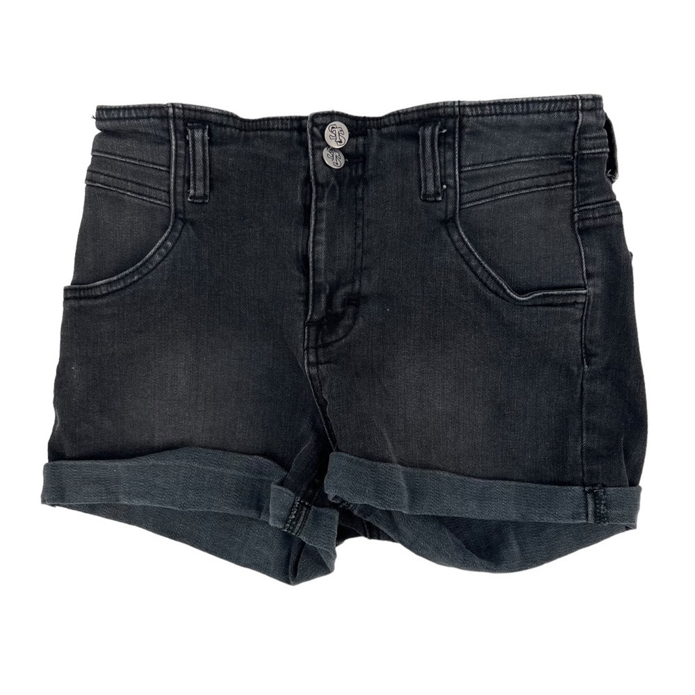 STS Blue Black Cuffed Hem High Waist Jean Shorts Size 5 Women’s